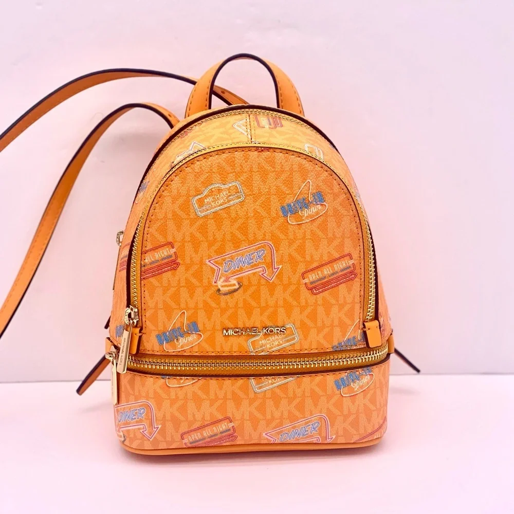 Michael Kors Vibrant Orange Mini Convertible Backpack Crossbody